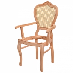 Klasik Oymalı Kollu Hasırlı Sandalye